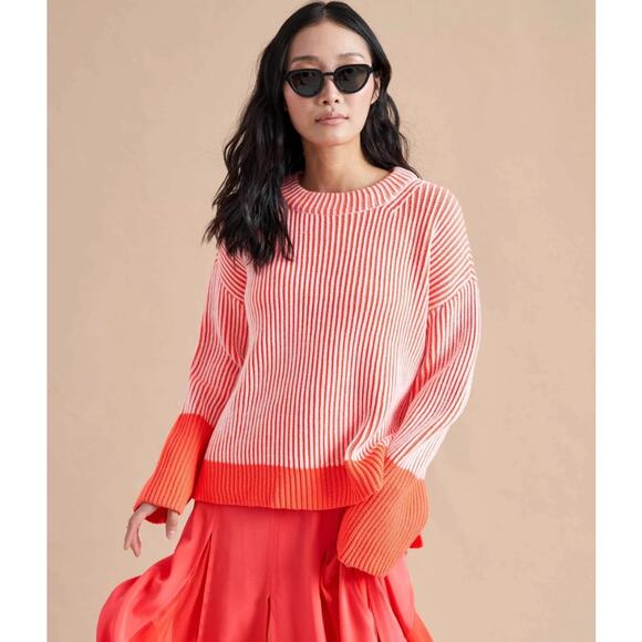 La Ligne AAA Sweater – Cream & Hot Coral Striped - Size Small - NWT - Picture 6 of 6